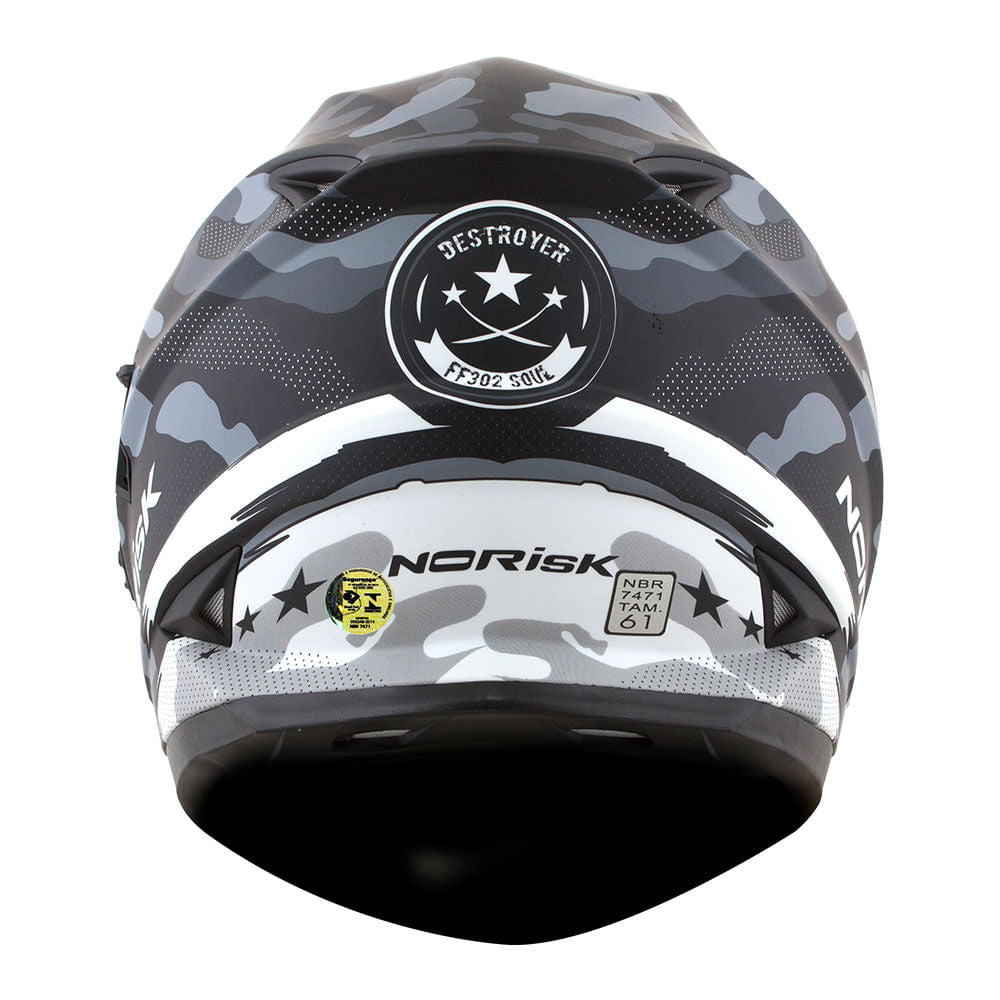 CAPACETE NORISK SOUL DESTROYER CINZA FOSCO/BRANCO
